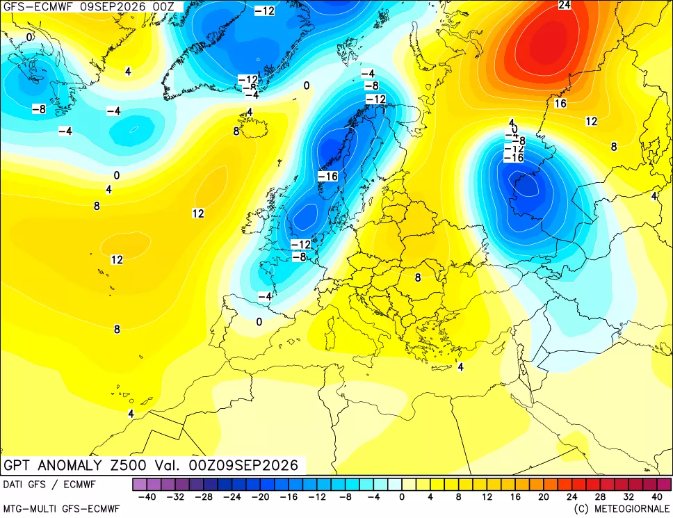 mappa 500 hPa GPT Anomaly vs Cli.No 1981-2010