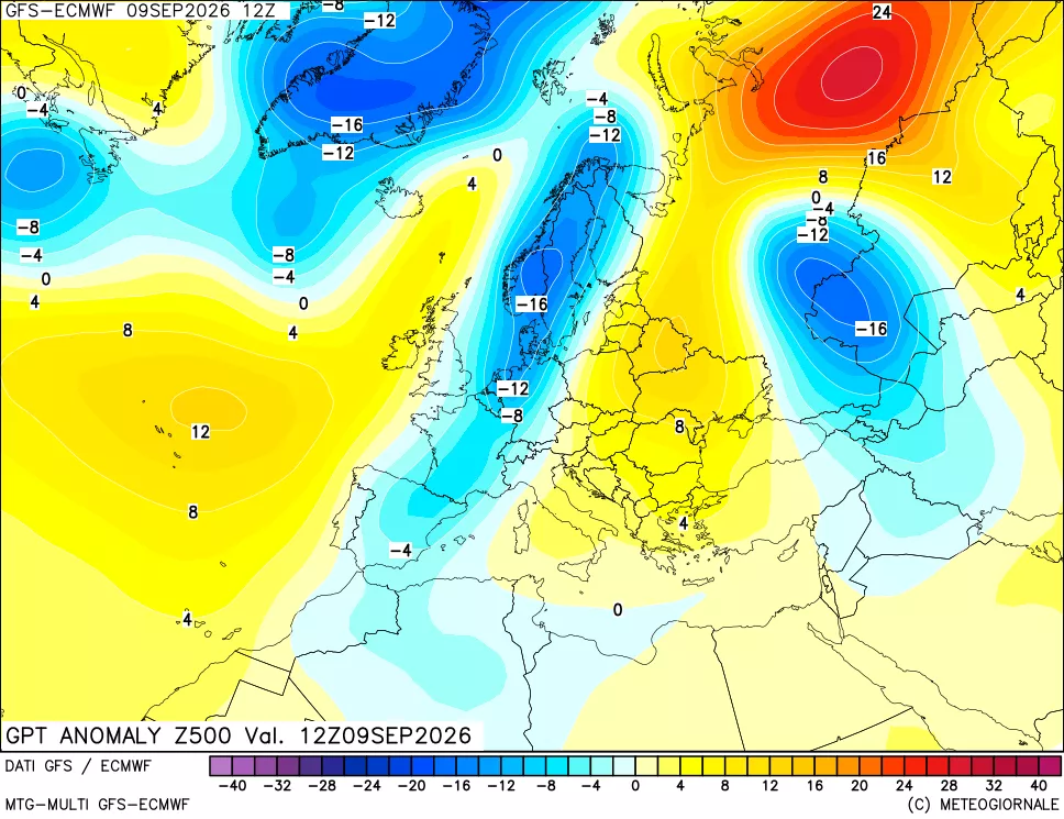 mappa 500 hPa GPT Anomaly vs Cli.No 1981-2010