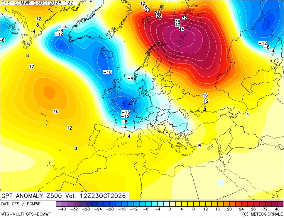 mappa 500 hPa GPT Anomaly vs Cli.No 1981-2010