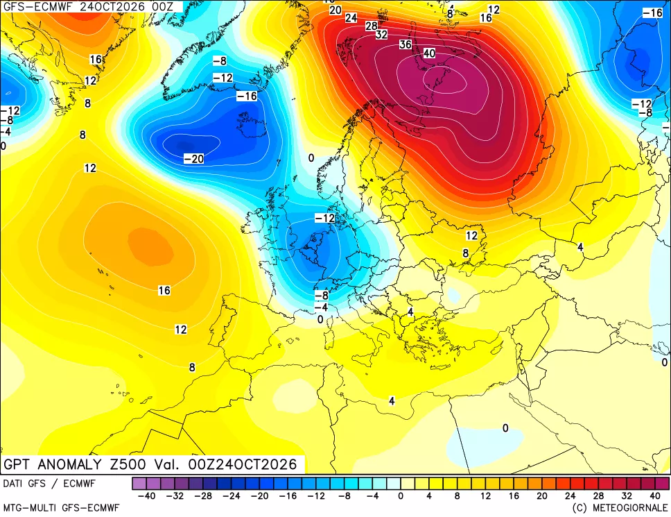 mappa 500 hPa GPT Anomaly vs Cli.No 1981-2010