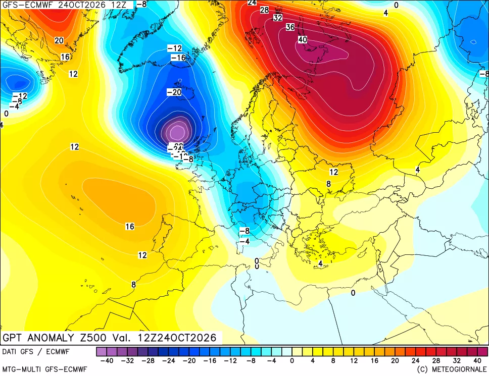 mappa 500 hPa GPT Anomaly vs Cli.No 1981-2010