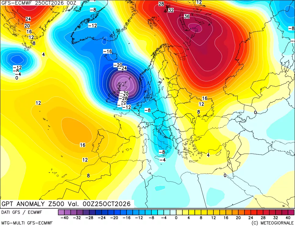 mappa 500 hPa GPT Anomaly vs Cli.No 1981-2010