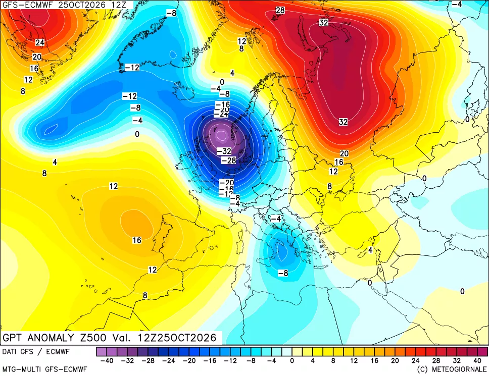 mappa 500 hPa GPT Anomaly vs Cli.No 1981-2010