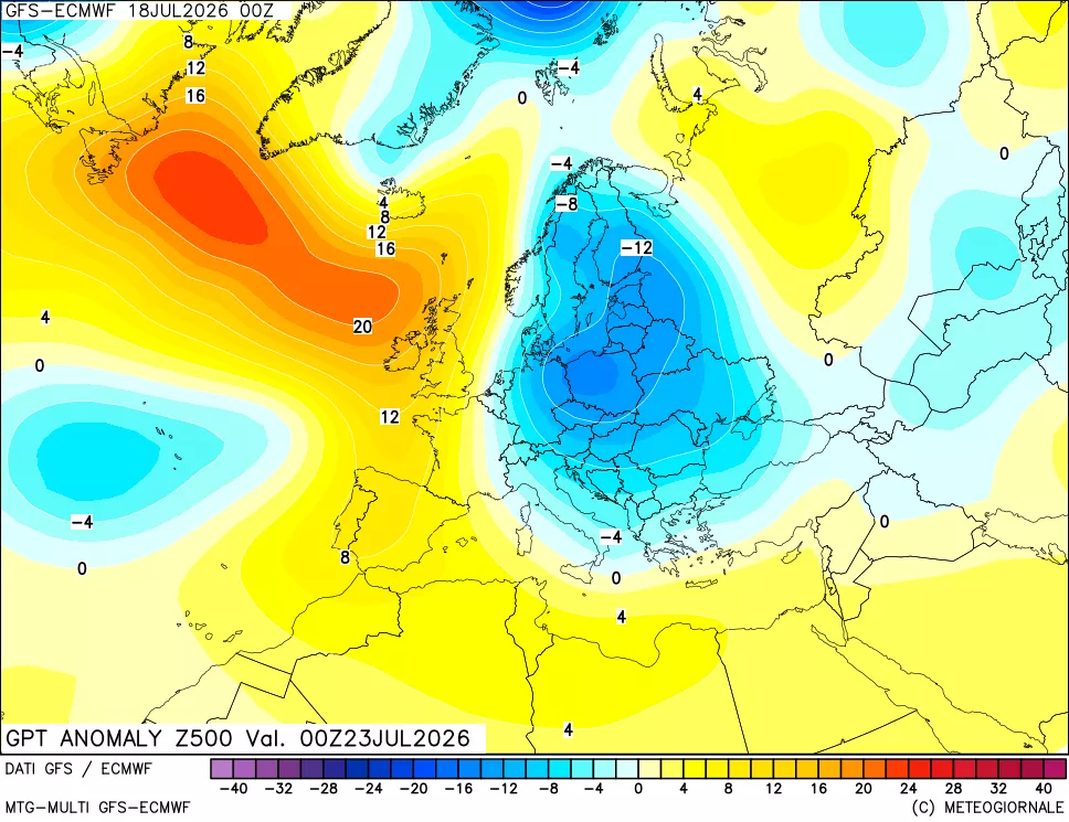 mappa 500 hPa GPT Anomaly vs Cli.No 1981-2010