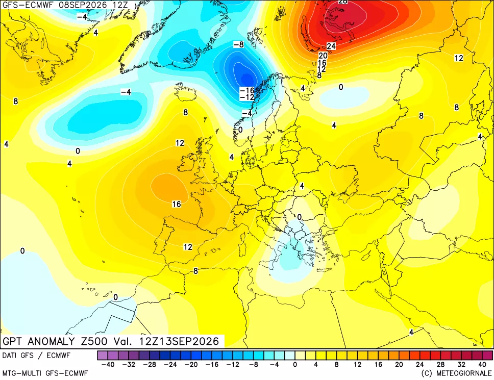 mappa 500 hPa GPT Anomaly vs Cli.No 1981-2010