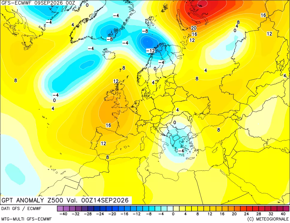 mappa 500 hPa GPT Anomaly vs Cli.No 1981-2010