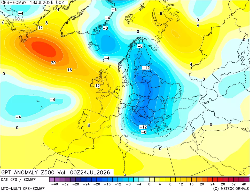 mappa 500 hPa GPT Anomaly vs Cli.No 1981-2010