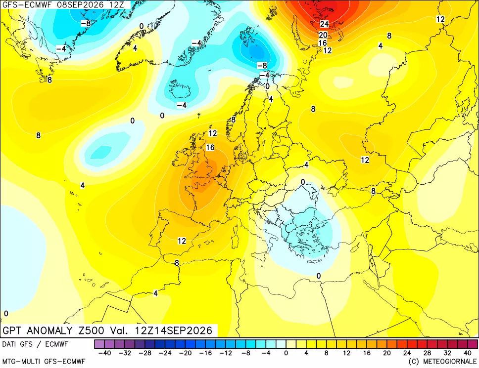 mappa 500 hPa GPT Anomaly vs Cli.No 1981-2010