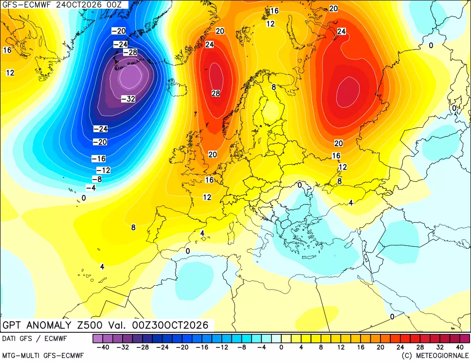 mappa 500 hPa GPT Anomaly vs Cli.No 1981-2010