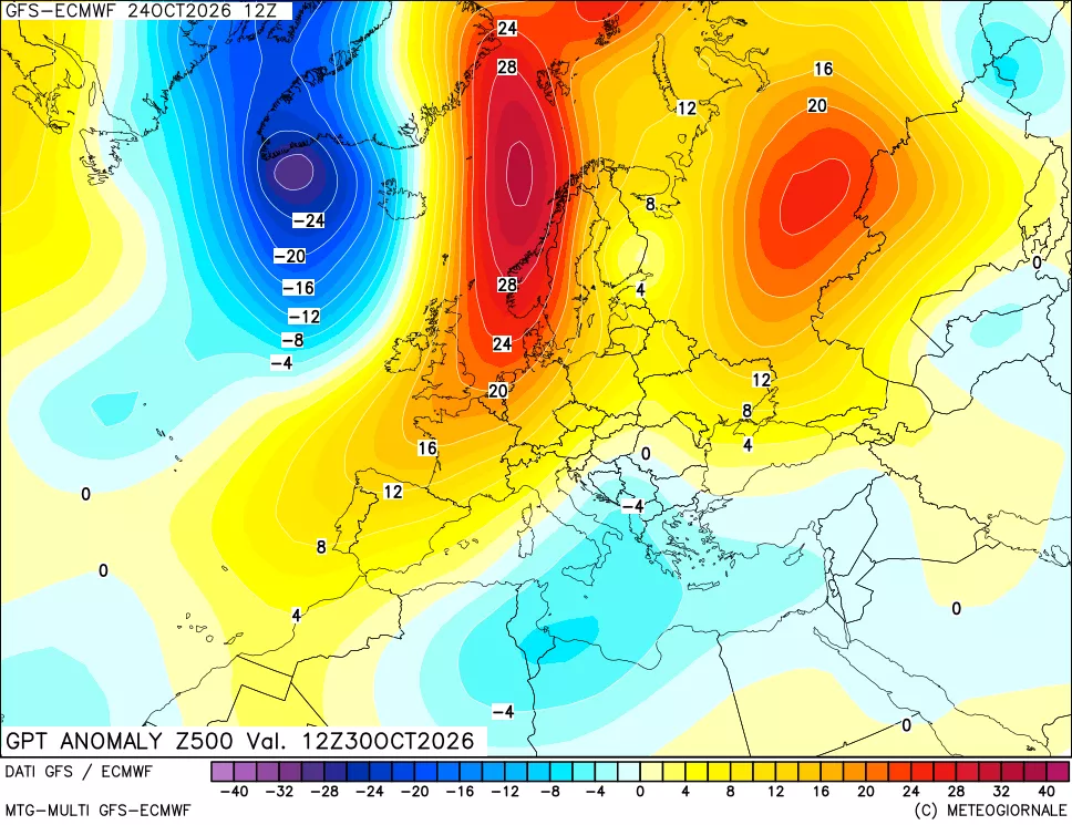 mappa 500 hPa GPT Anomaly vs Cli.No 1981-2010