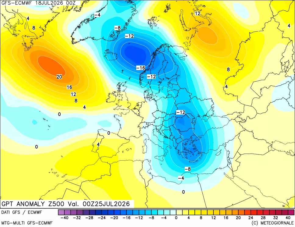 mappa 500 hPa GPT Anomaly vs Cli.No 1981-2010