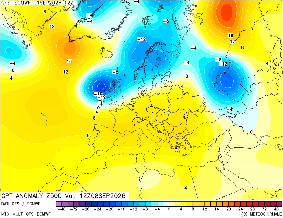 mappa 500 hPa GPT Anomaly vs Cli.No 1981-2010