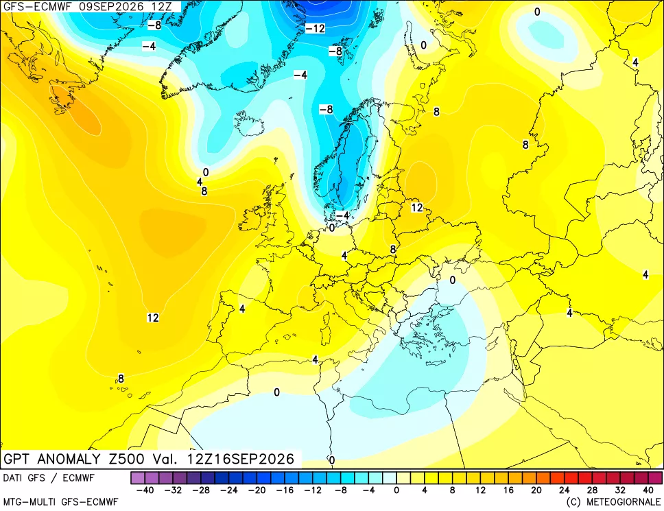 mappa 500 hPa GPT Anomaly vs Cli.No 1981-2010