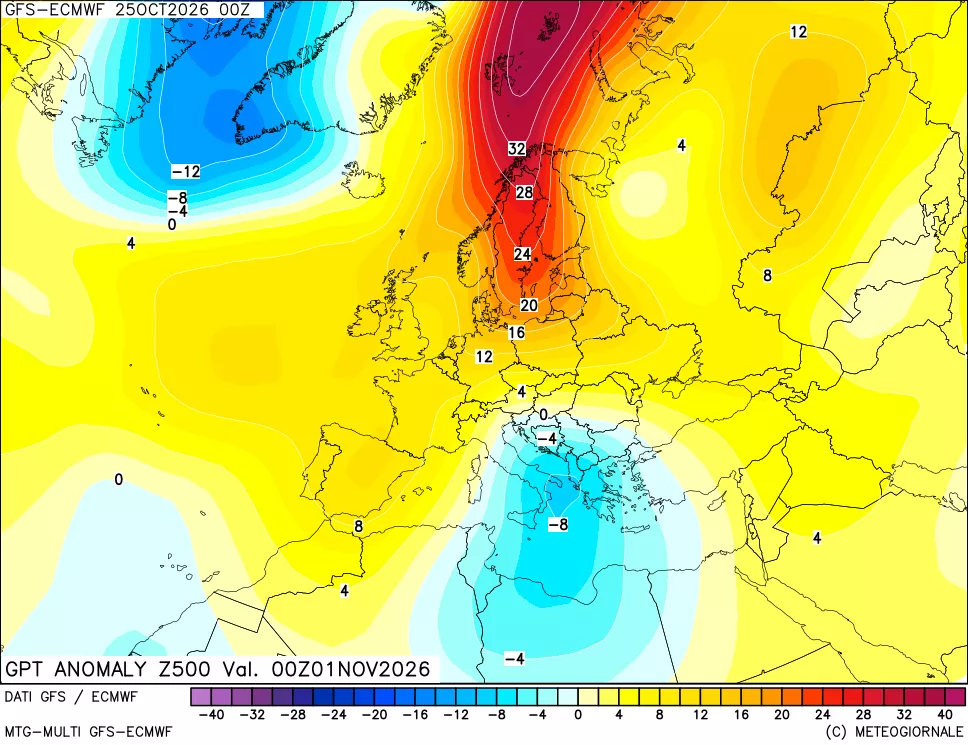 mappa 500 hPa GPT Anomaly vs Cli.No 1981-2010