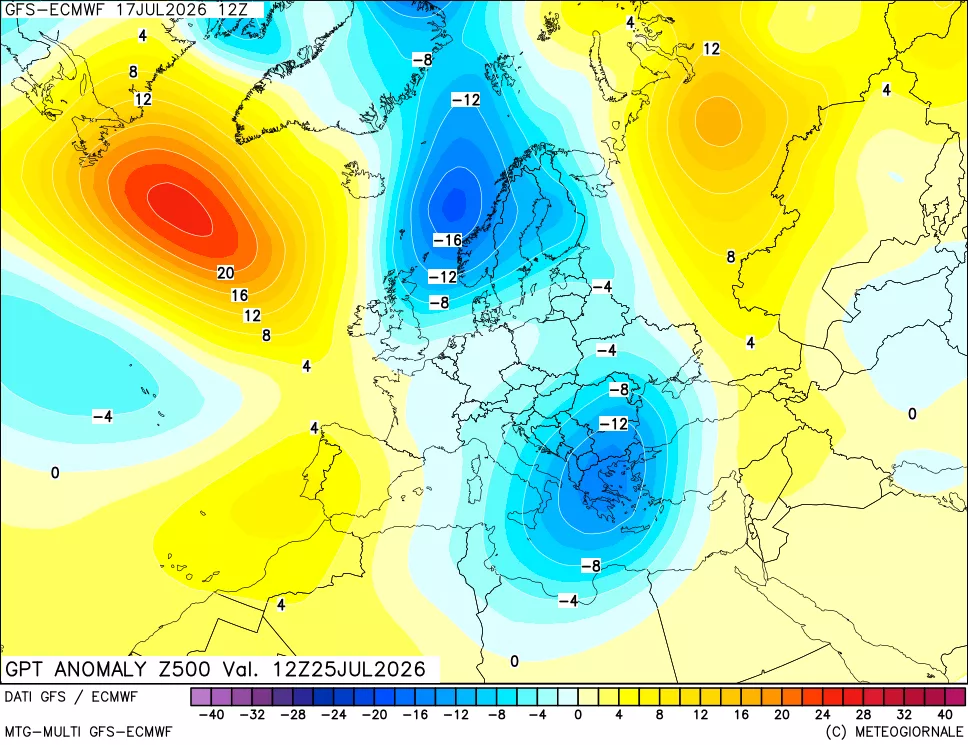 mappa 500 hPa GPT Anomaly vs Cli.No 1981-2010
