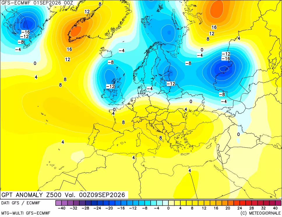 mappa 500 hPa GPT Anomaly vs Cli.No 1981-2010