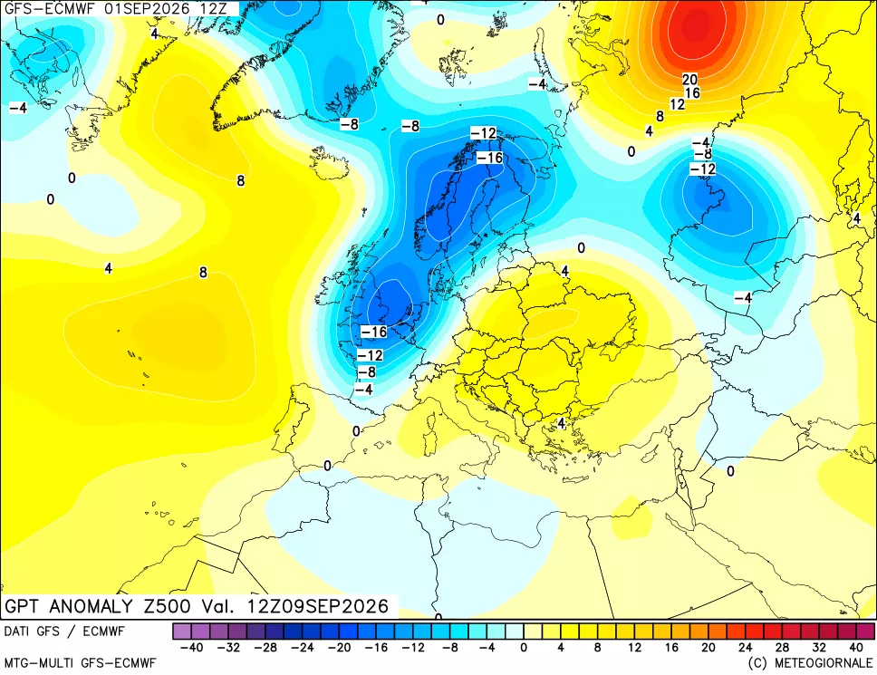 mappa 500 hPa GPT Anomaly vs Cli.No 1981-2010