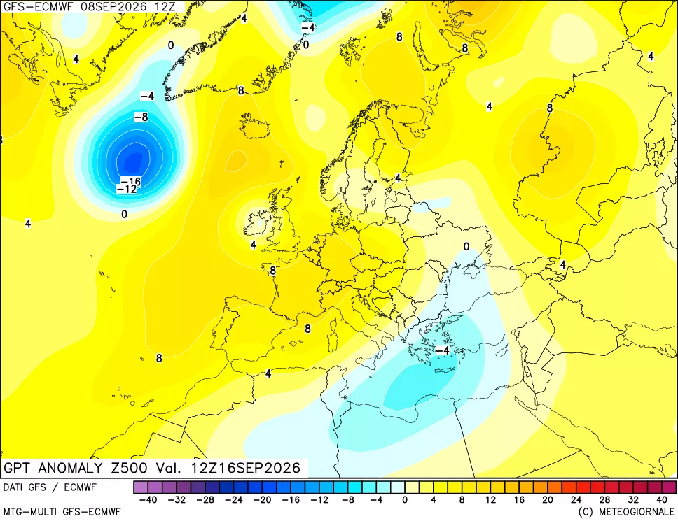 mappa 500 hPa GPT Anomaly vs Cli.No 1981-2010