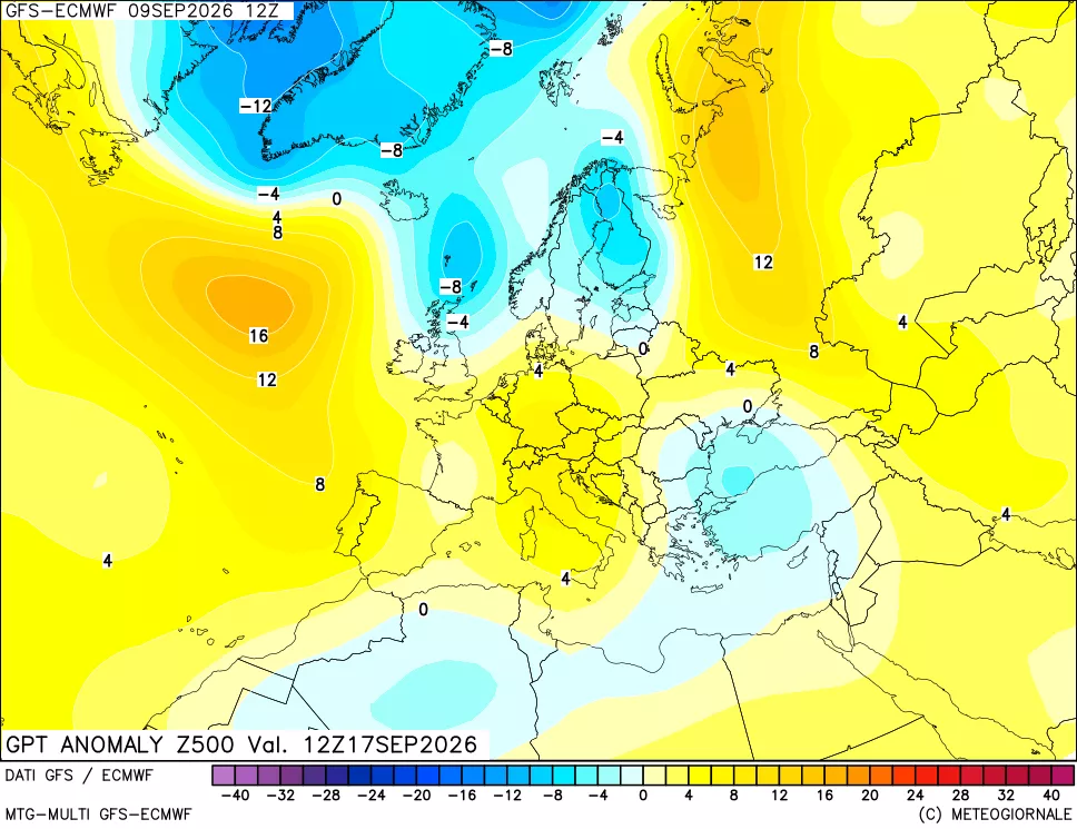 mappa 500 hPa GPT Anomaly vs Cli.No 1981-2010