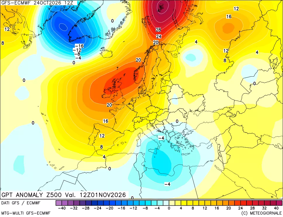 mappa 500 hPa GPT Anomaly vs Cli.No 1981-2010