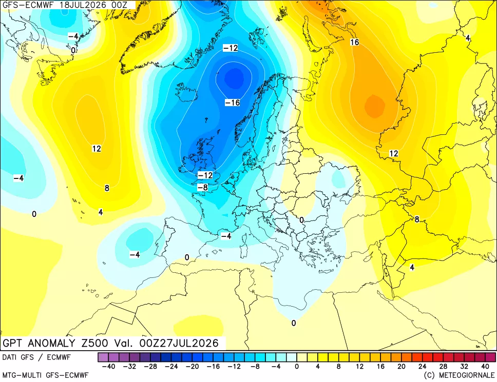 mappa 500 hPa GPT Anomaly vs Cli.No 1981-2010