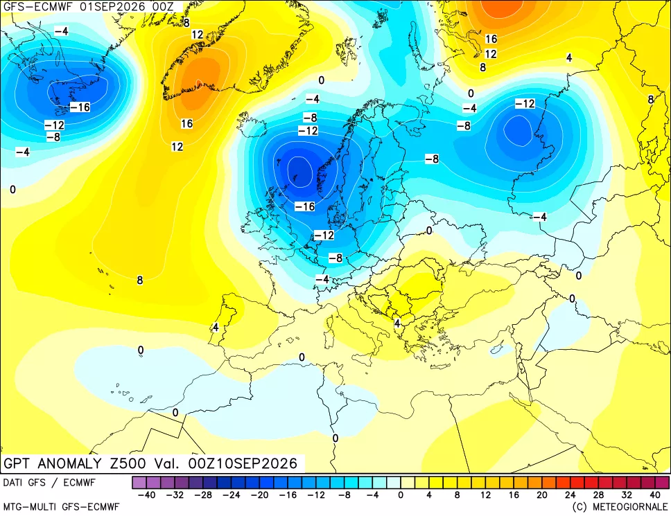 mappa 500 hPa GPT Anomaly vs Cli.No 1981-2010