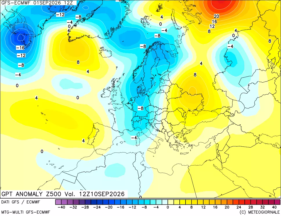 mappa 500 hPa GPT Anomaly vs Cli.No 1981-2010
