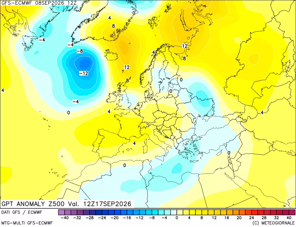 mappa 500 hPa GPT Anomaly vs Cli.No 1981-2010