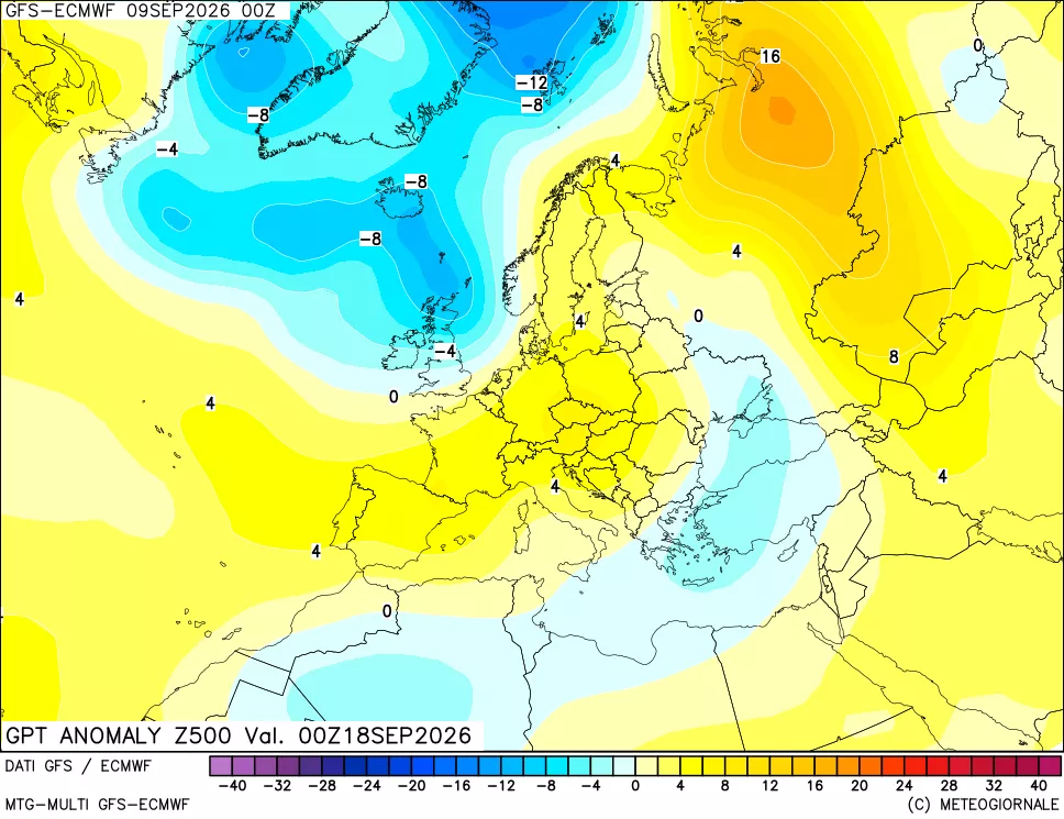mappa 500 hPa GPT Anomaly vs Cli.No 1981-2010