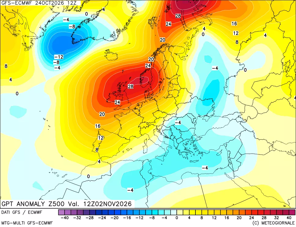 mappa 500 hPa GPT Anomaly vs Cli.No 1981-2010