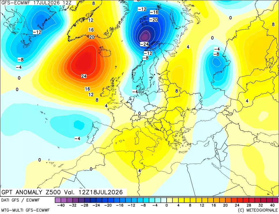mappa 500 hPa GPT Anomaly vs Cli.No 1981-2010