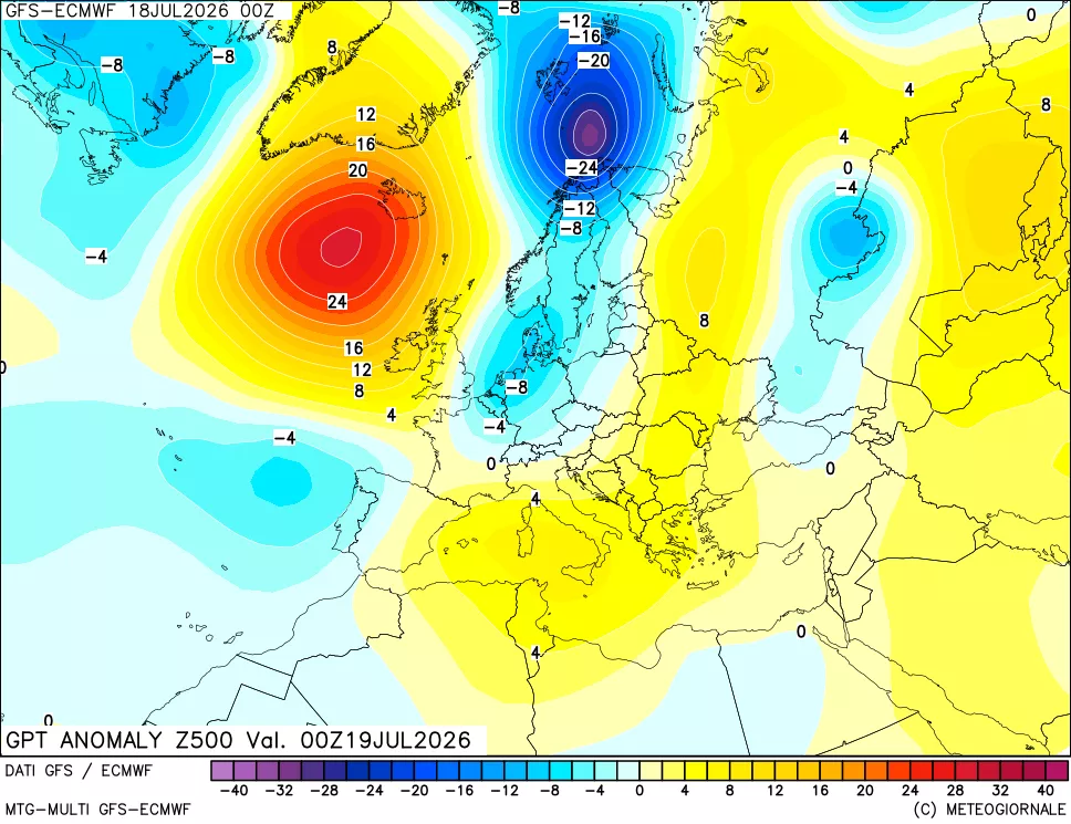 mappa 500 hPa GPT Anomaly vs Cli.No 1981-2010