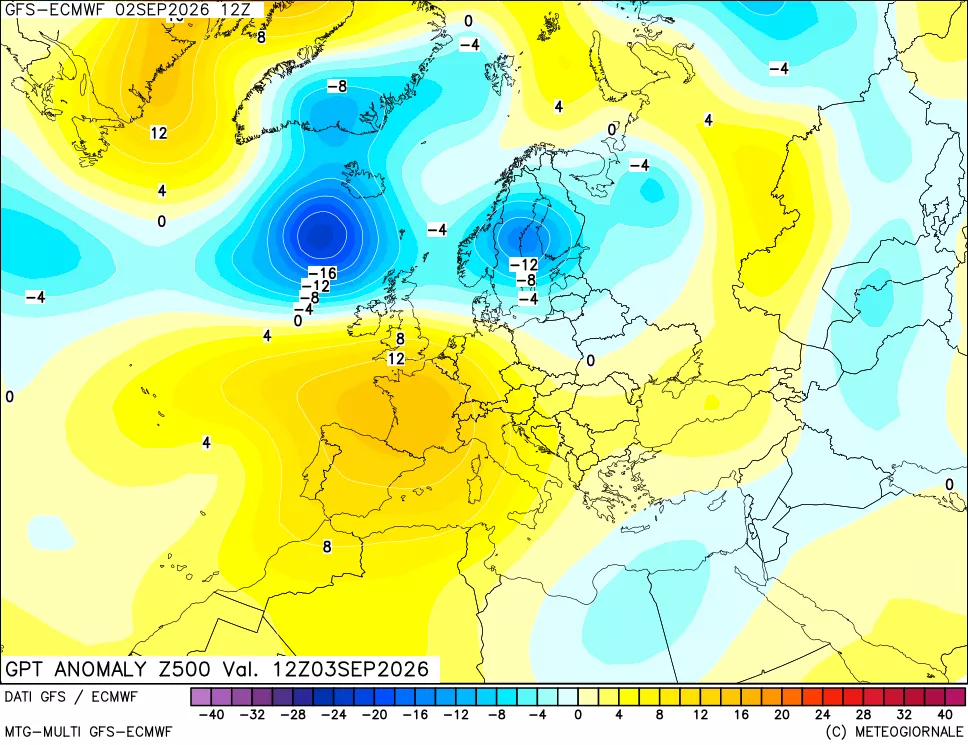 mappa 500 hPa GPT Anomaly vs Cli.No 1981-2010