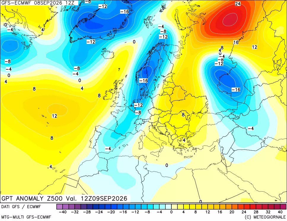 mappa 500 hPa GPT Anomaly vs Cli.No 1981-2010