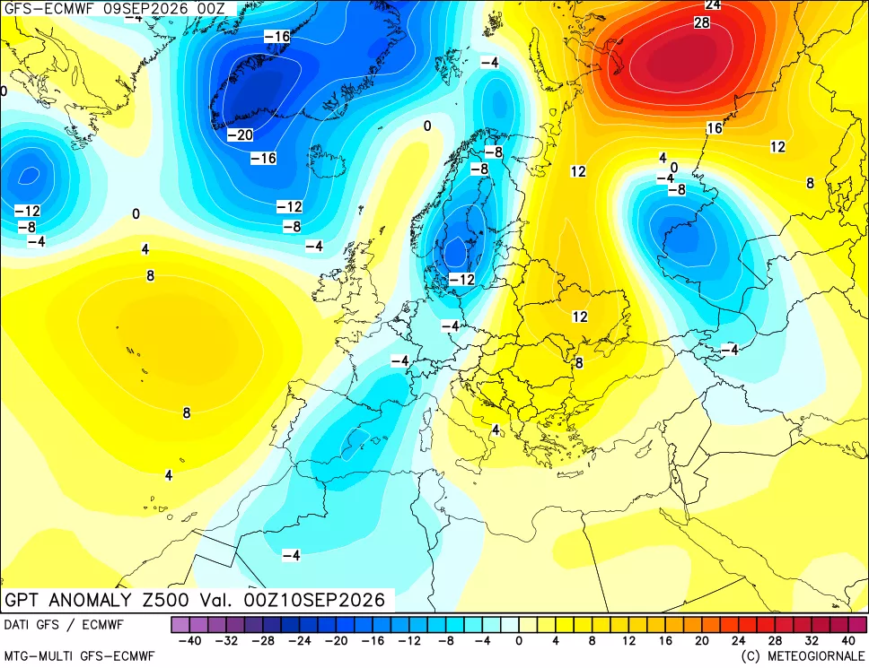 mappa 500 hPa GPT Anomaly vs Cli.No 1981-2010