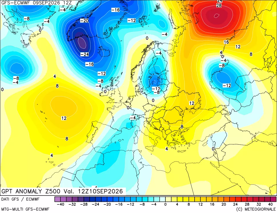 mappa 500 hPa GPT Anomaly vs Cli.No 1981-2010