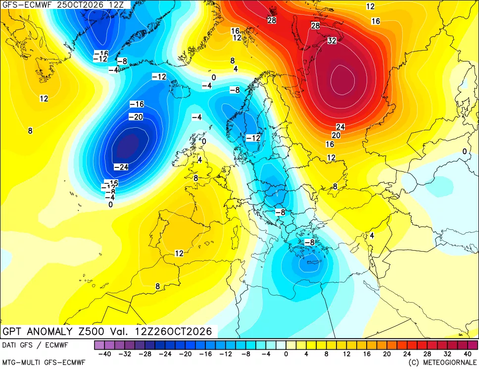 mappa 500 hPa GPT Anomaly vs Cli.No 1981-2010