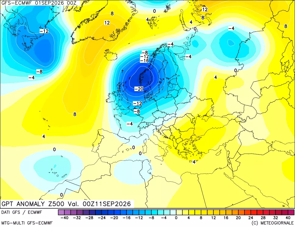 mappa 500 hPa GPT Anomaly vs Cli.No 1981-2010