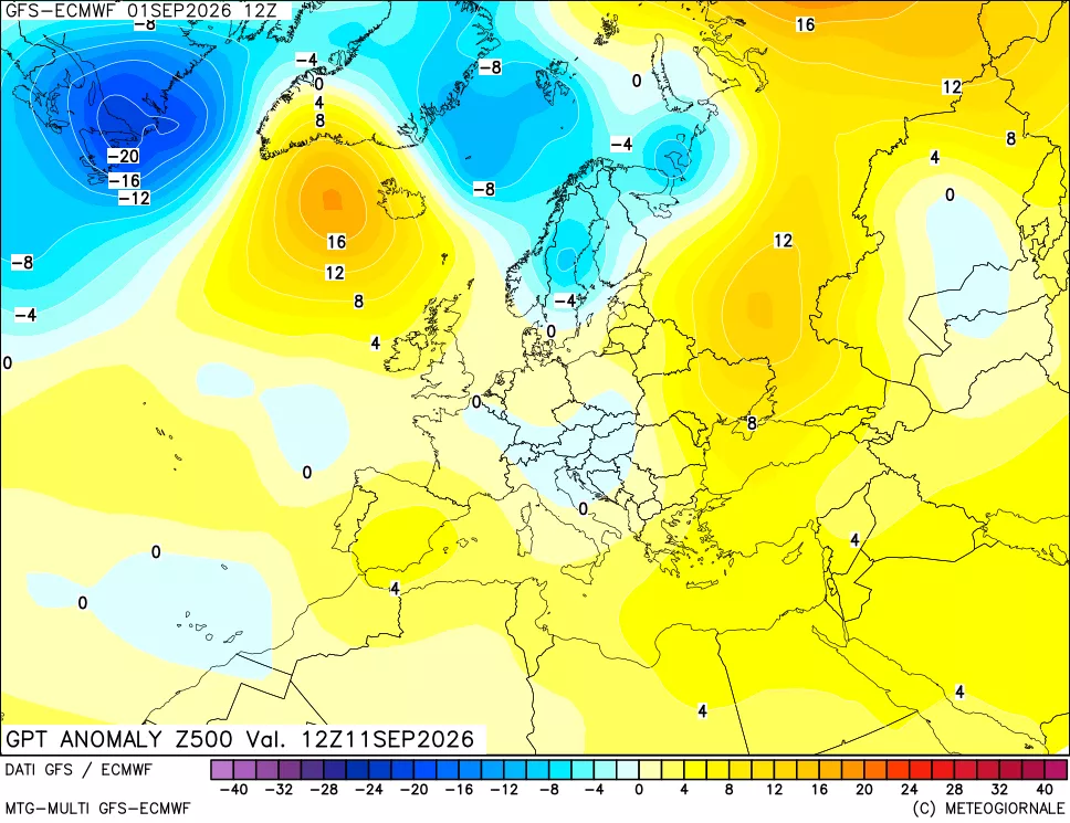 mappa 500 hPa GPT Anomaly vs Cli.No 1981-2010