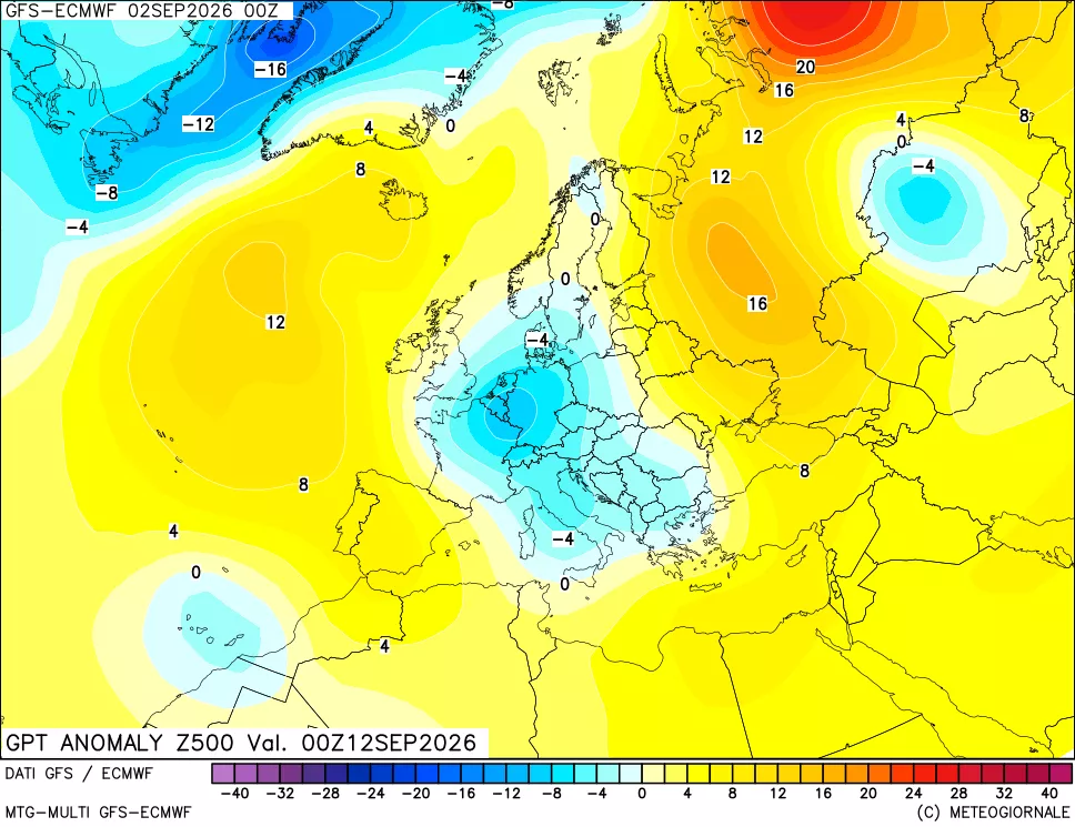 mappa 500 hPa GPT Anomaly vs Cli.No 1981-2010