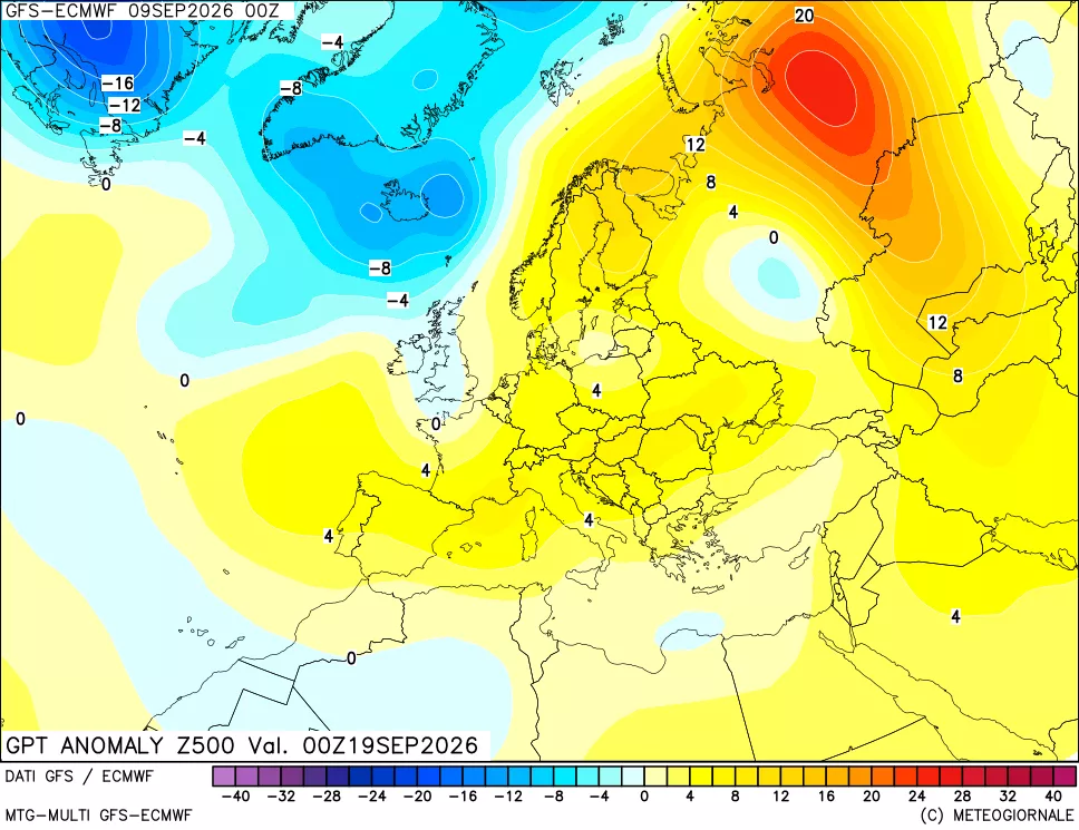 mappa 500 hPa GPT Anomaly vs Cli.No 1981-2010