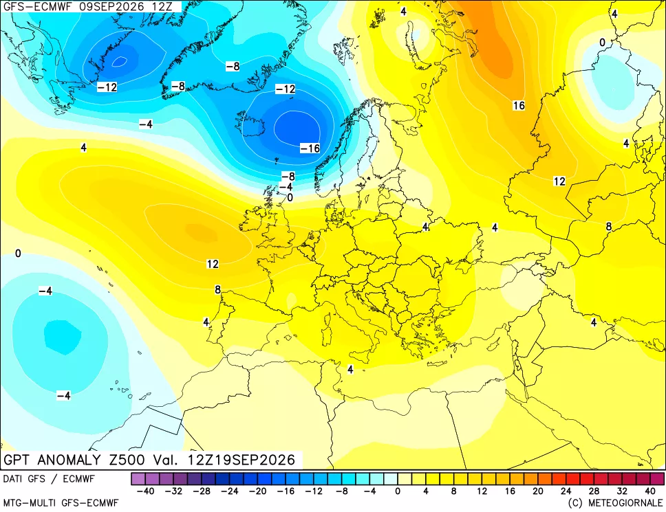 mappa 500 hPa GPT Anomaly vs Cli.No 1981-2010