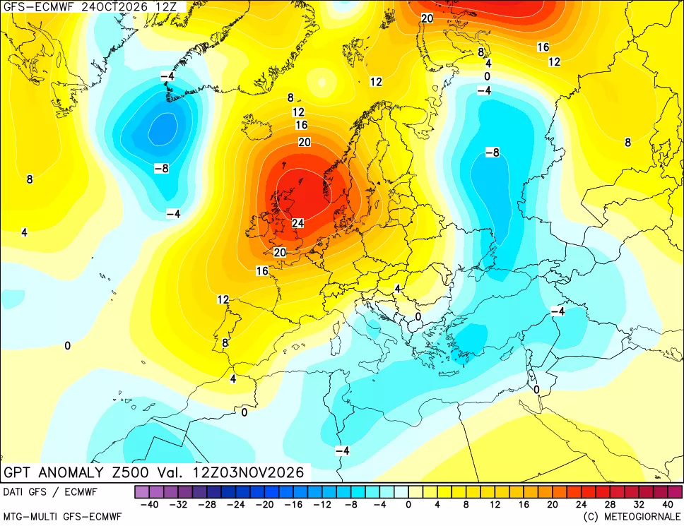 mappa 500 hPa GPT Anomaly vs Cli.No 1981-2010