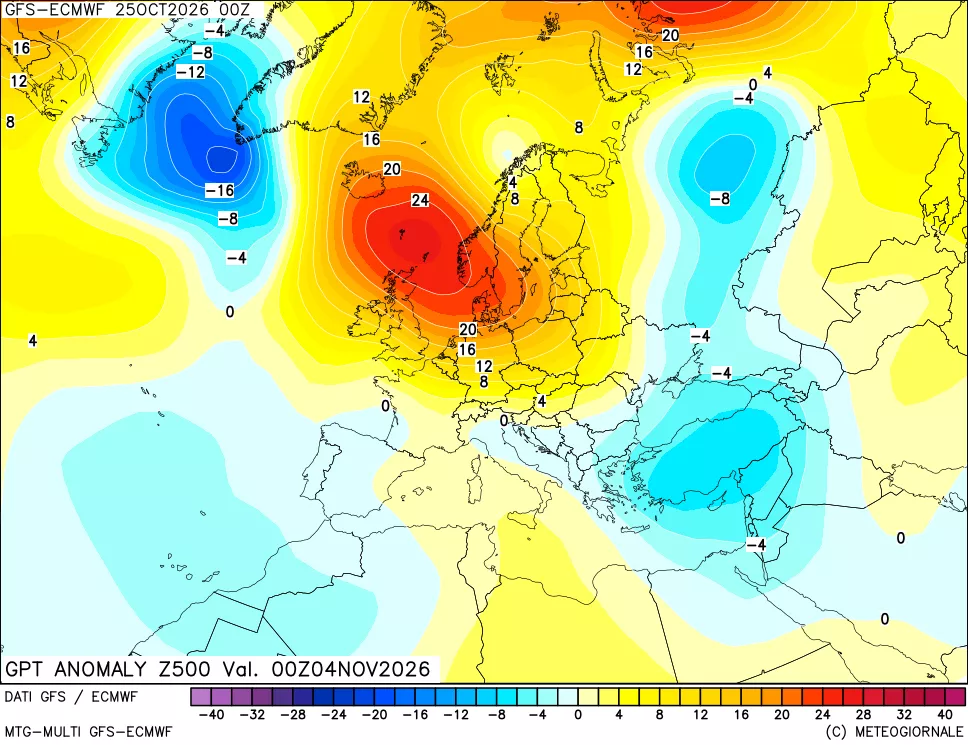 mappa 500 hPa GPT Anomaly vs Cli.No 1981-2010