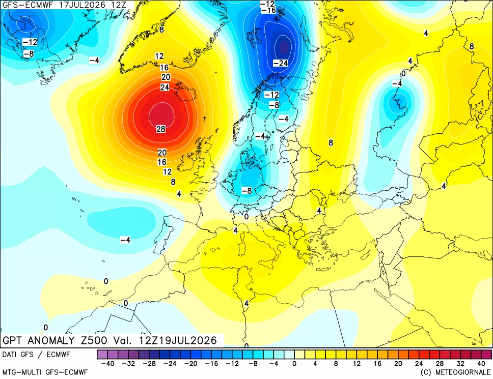 mappa 500 hPa GPT Anomaly vs Cli.No 1981-2010