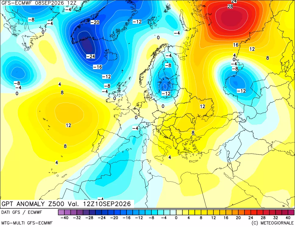 mappa 500 hPa GPT Anomaly vs Cli.No 1981-2010