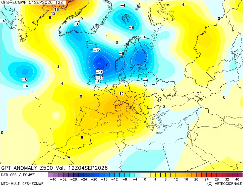 mappa 500 hPa GPT Anomaly vs Cli.No 1981-2010