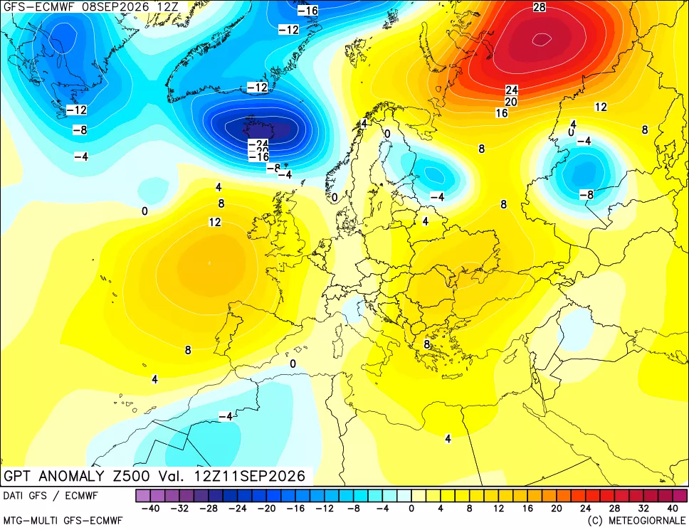 mappa 500 hPa GPT Anomaly vs Cli.No 1981-2010