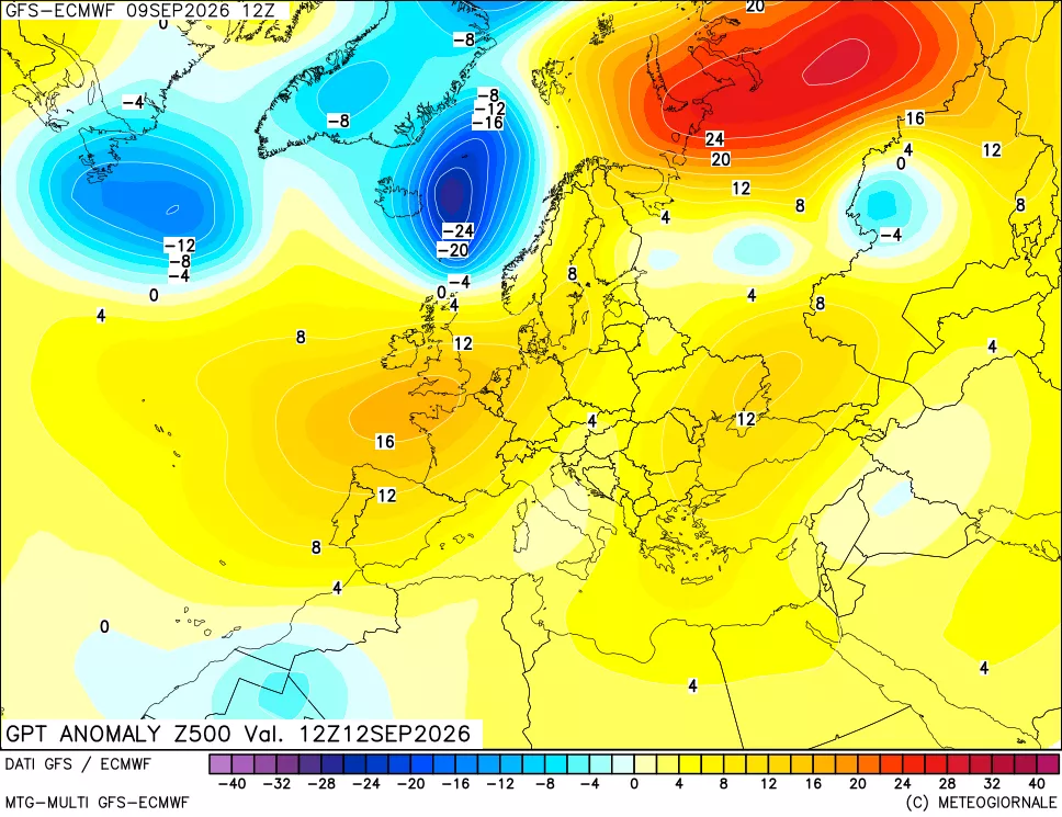 mappa 500 hPa GPT Anomaly vs Cli.No 1981-2010