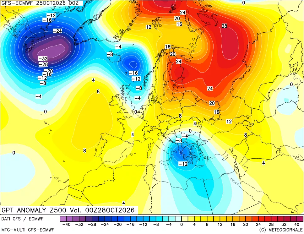 mappa 500 hPa GPT Anomaly vs Cli.No 1981-2010